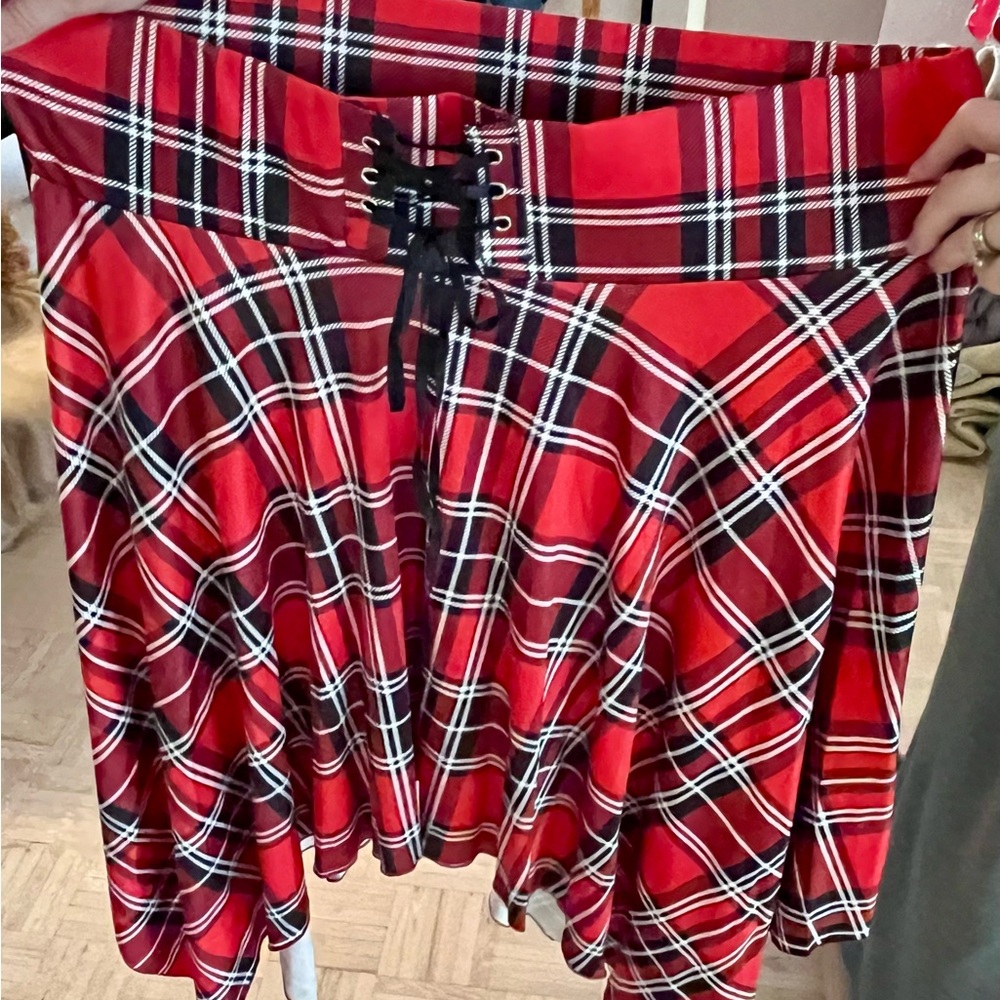 Red Plaid Plus Size Women's Skirt